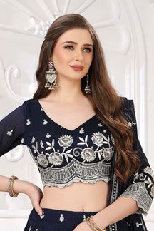 Picture of AmazingDark Blue Designer Wedding Lehenga Choli for Wedding and Reception