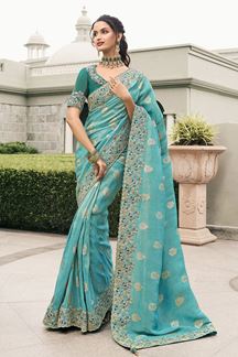 Picture of Exquisite Pure Viscose Tissue Jacquard Designer Saree for Engagement, Party, and Reception