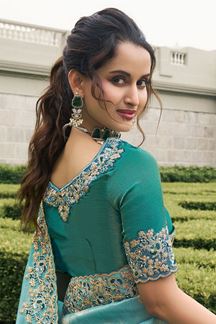 Picture of Exquisite Pure Viscose Tissue Jacquard Designer Saree for Engagement, Party, and Reception