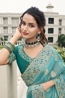 Picture of Exquisite Pure Viscose Tissue Jacquard Designer Saree for Engagement, Party, and Reception