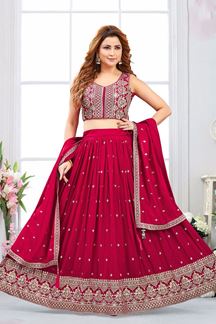 Picture of FlamboyantMagenta Designer Indo-Western Lehenga Choli for Wedding, Reception, Festivals, and Party