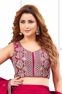Picture of FlamboyantMagenta Designer Indo-Western Lehenga Choli for Wedding, Reception, Festivals, and Party
