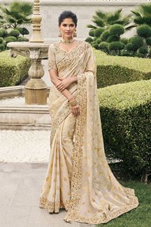 Picture of Breathtaking Pure Viscose Tissue Jacquard Designer Saree for Engagement, Party, and Reception