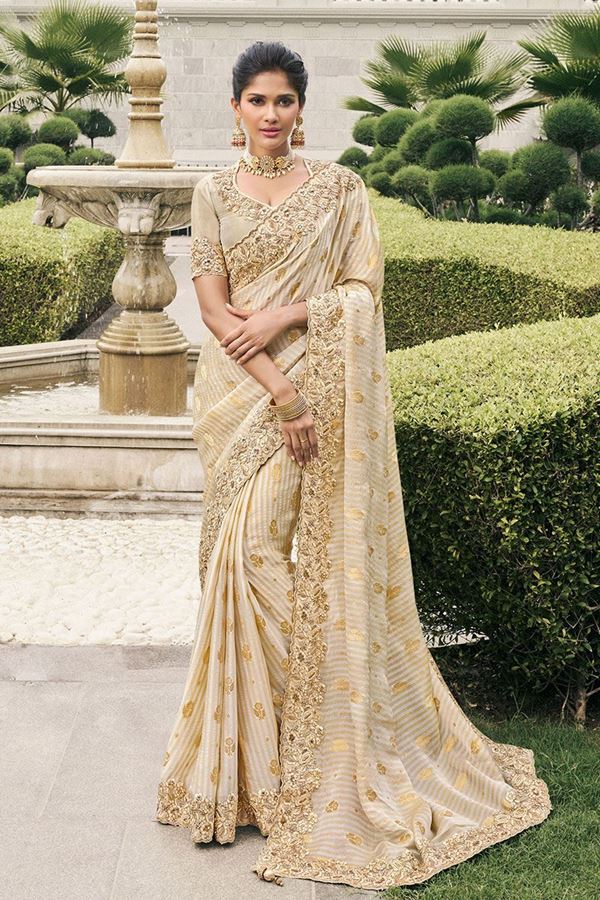 Picture of Breathtaking Pure Viscose Tissue Jacquard Designer Saree for Engagement, Party, and Reception