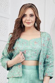 Picture of CharmingSea Green Designer Palazzo Suit for Sangeet and Party
