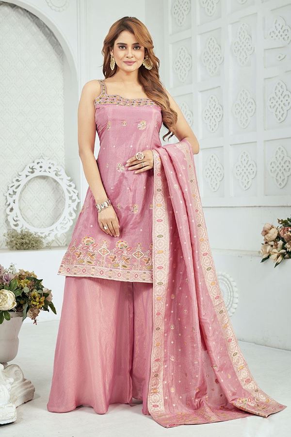 Picture of StunningPink Designer Palazzo Suit for Engagement, Reception, Sangeet, and Party