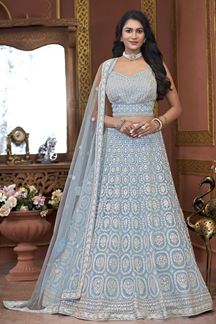 Picture of Creative Net Designer Indo-Western Lehenga Choli for Engagement and Reception