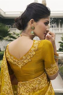 Picture of Attractive Pure Viscose Tissue Jacquard Designer Saree for Haldi, Party, and Reception