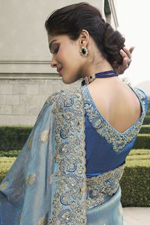 Picture of Magnificent Pure Viscose Tissue Jacquard Designer Saree for Engagement, Party, and Reception