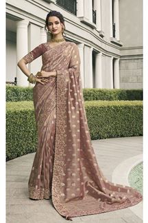Picture of Astounding Pure Viscose Tissue Jacquard Designer Saree for Sangeet, Engagement, Party, and Reception