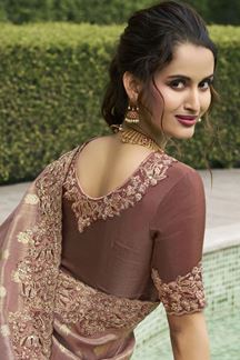 Picture of Astounding Pure Viscose Tissue Jacquard Designer Saree for Sangeet, Engagement, Party, and Reception