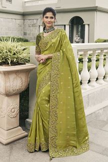 Picture of Glorious Pure Viscose Tissue Jacquard Designer Saree for Sangeet, Engagement, Party, and Reception