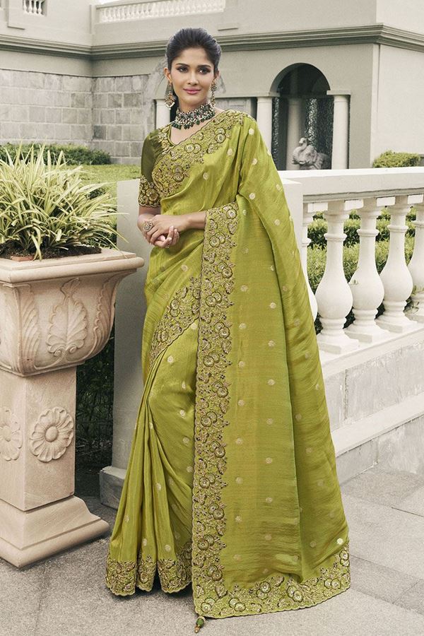 Picture of Glorious Pure Viscose Tissue Jacquard Designer Saree for Sangeet, Engagement, Party, and Reception