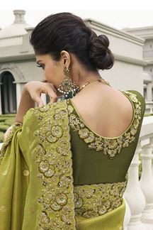 Picture of Glorious Pure Viscose Tissue Jacquard Designer Saree for Sangeet, Engagement, Party, and Reception