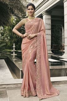 Picture of Flawless Pure Viscose Tissue Jacquard Designer Saree for Sangeet, Engagement, Party, and Reception