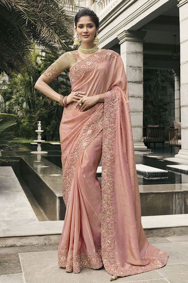 Picture of Flawless Pure Viscose Tissue Jacquard Designer Saree for Sangeet, Engagement, Party, and Reception