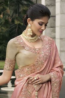 Picture of Flawless Pure Viscose Tissue Jacquard Designer Saree for Sangeet, Engagement, Party, and Reception