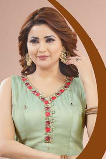 Picture of  Splendid Pista Green Designer Palazzo Suit for Engagement, Sangeet, Party, and Festivals