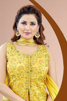 Picture of  Fascinating Yellow Designer Palazzo Suit for Haldi, Party, and Festivals