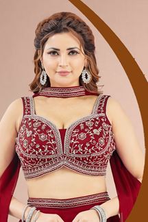 Picture of  Striking Maroon Designer Palazzo Suit for Wedding, Reception, Party and Festivals
