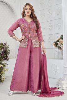 Picture of Classy Pink Designer Palazzo Suit for Engagement, Sangeet, Wedding, Reception, Party, and Festivals