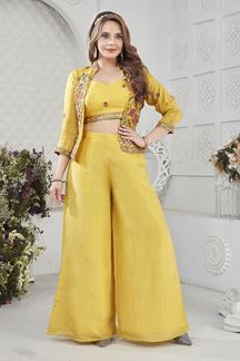 Picture of  Pretty Yellow Designer Palazzo Suit for Haldi, Party, and Festivals