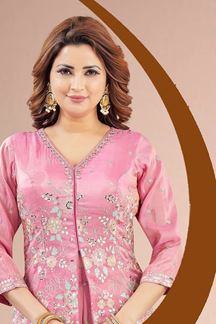 Picture of  Enticing Pink Designer Palazzo Suit for Engagement, Sangeet, Party, and Festivals