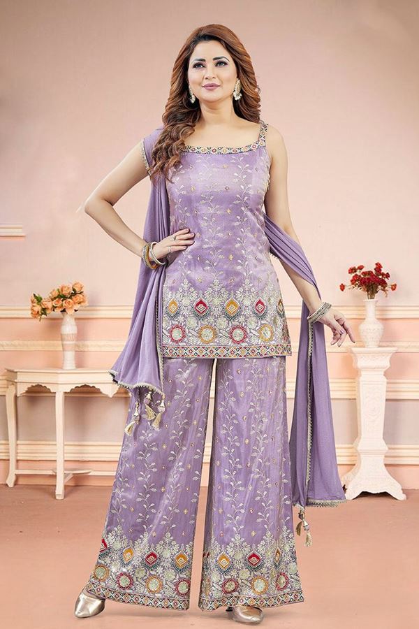 Picture of  Stunning Lavender Designer Palazzo Suit for Engagement, Sangeet, Party, and Festivals
