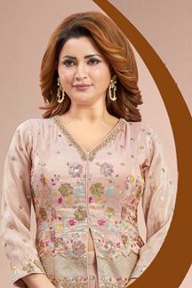 Picture of  Beautiful Peach Designer Palazzo Suit for Engagement, Reception, Sangeet, Party, and Festivals