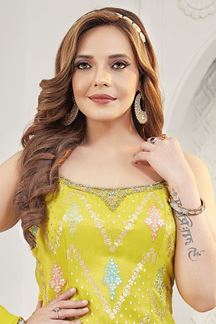 Picture of  Creative Yellow Designer Palazzo Suit for Haldi, Party, and Festivals