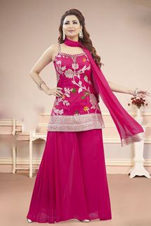 Picture of  Bollywood Hot Pink Designer Palazzo Suit for Engagement, Reception, Sangeet, Party, and Festivals
