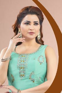 Picture of  Mesmerizing Sea Green Designer Palazzo Suit for Engagement, Sangeet, Party, and Festivals
