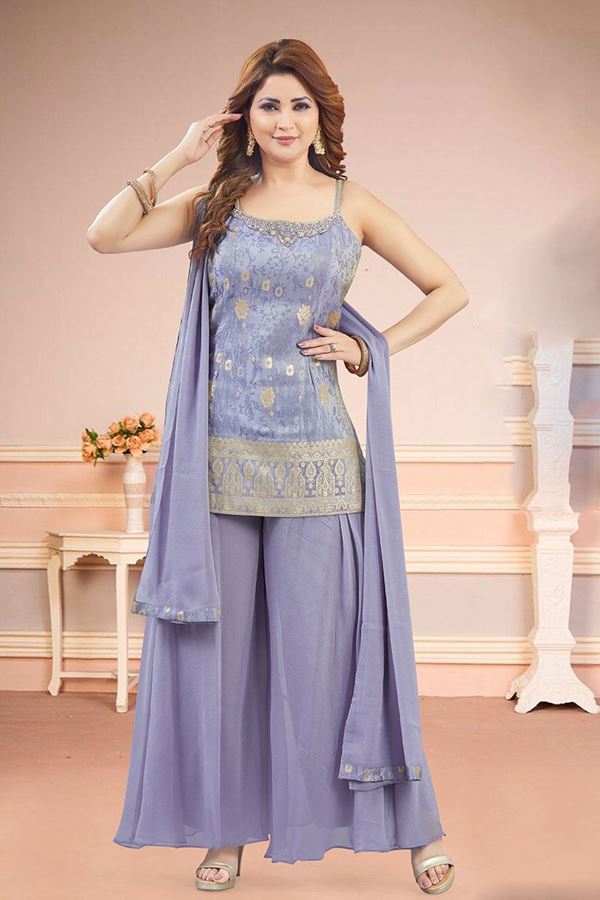 Picture of  Ethnic Lavender Designer Palazzo Suit for Engagement, Sangeet, Party, and Festivals
