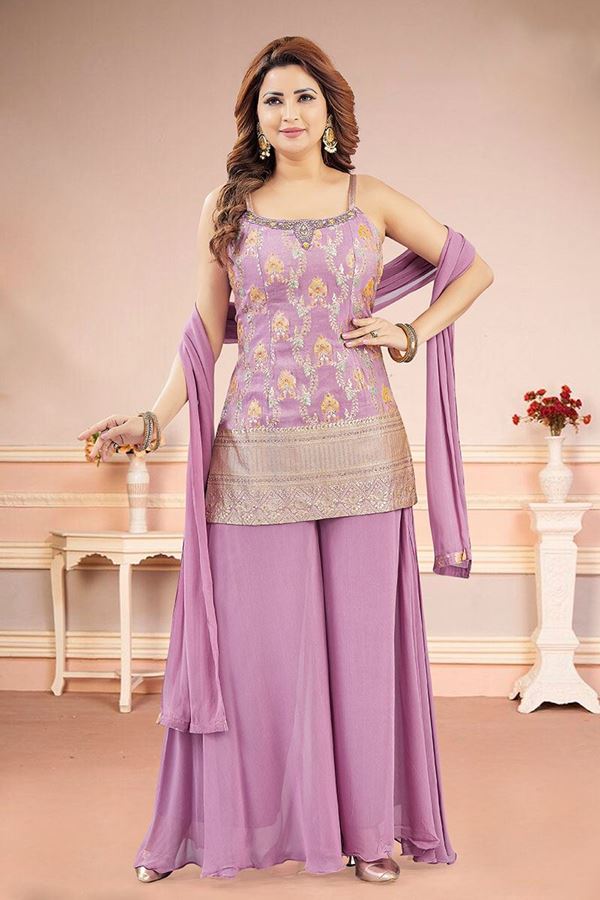 Picture of  Striking Pink Designer Palazzo Suit for Engagement, Sangeet, Party, and Festivals