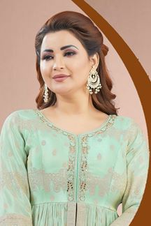 Picture of  Aesthetic Light Green Designer Palazzo Suit for Engagement, Reception, Sangeet, Party, and Festivals