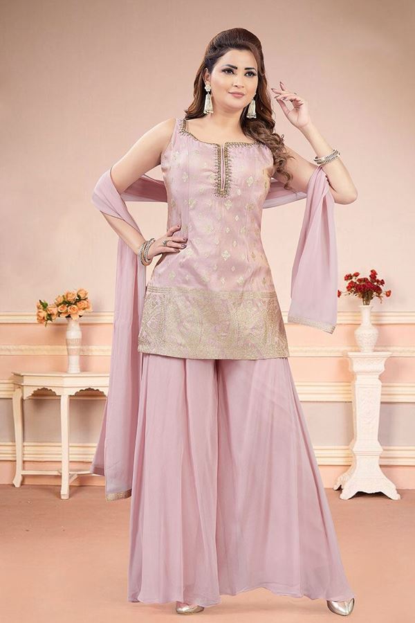 Picture of  Lovely Pink Designer Palazzo Suit for Engagement, Reception, Sangeet, Party, and Festivals