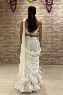 Picture of Ethnic Chinnon Designer Saree for Engagement, Sangeet, and Party