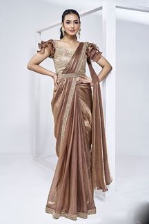 Picture of Captivating Two Tone Satin Silk Designer Saree for Party