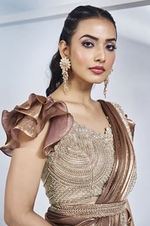 Picture of Captivating Two Tone Satin Silk Designer Saree for Party