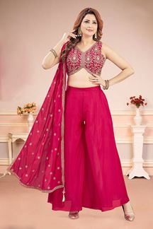 Picture of  Magnificent Magenta Designer Palazzo Suit for Engagement, Reception, Sangeet, and Party