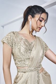 Picture of Charismatic Two Tone Satin Silk Designer Saree for Party