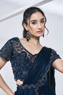 Picture of Outstanding Two Tone Satin Silk Designer Saree for Party