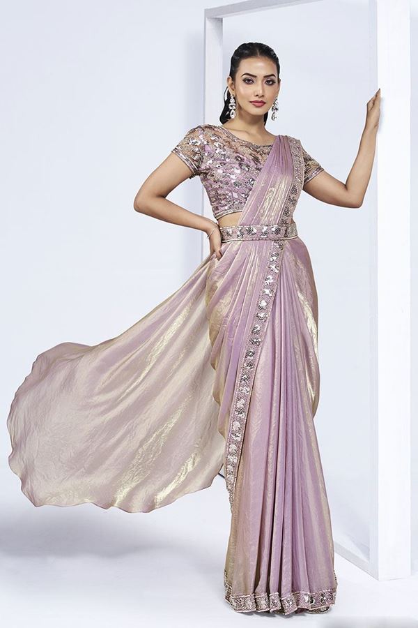 Picture of Fascinating Two Tone Satin Silk Designer Saree for Party