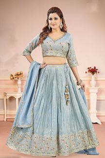 Picture of  Exuberant Blue Designer Wedding Lehenga Choli for Engagement and Reception