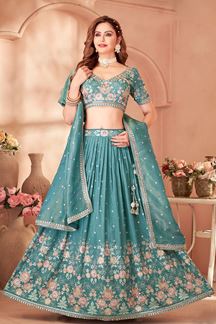 Picture of  Charming Green Designer Wedding Lehenga Choli for Mehendi, Wedding, and Reception