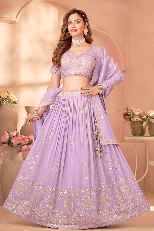 Picture of  Trendy Lavender Designer Wedding Lehenga Choli for Engagement and Reception