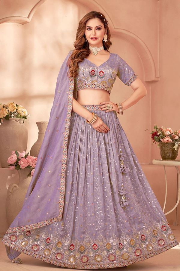 Picture of  Divine Purple Designer Wedding Lehenga Choli for Engagement and Reception