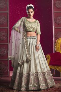 Picture of Spectacular Light Green Designer Bridal Lehenga Choli for Wedding and Reception
