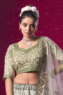 Picture of Spectacular Light Green Designer Bridal Lehenga Choli for Wedding and Reception