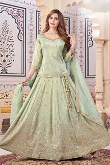 Picture of  Astounding Pista Green Designer Wedding Lehenga Choli for Engagement, Wedding, and Reception